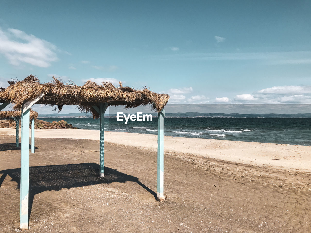 Beach and sea in bright sunlight