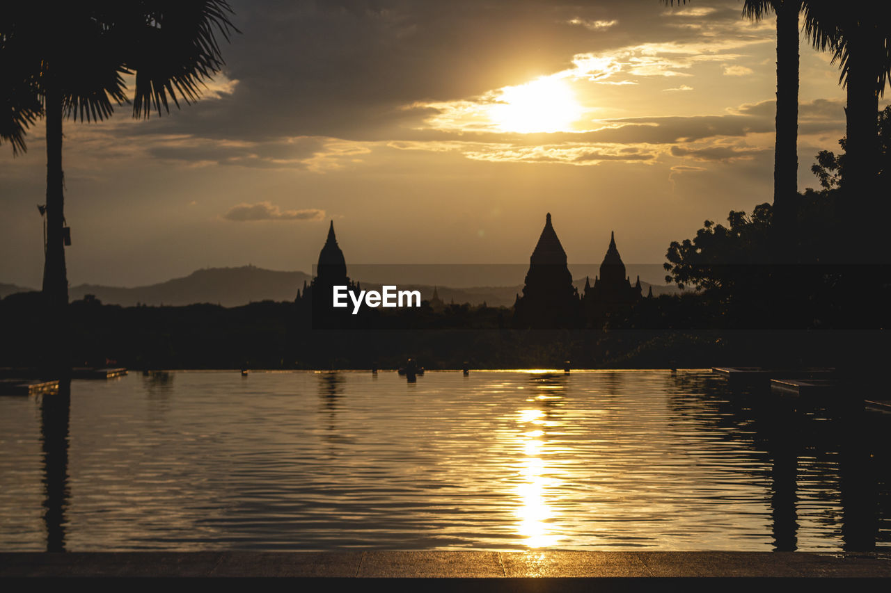 Scenic view of river during sunset