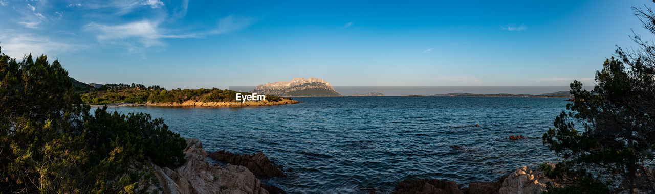 Scenic view of bay against sky