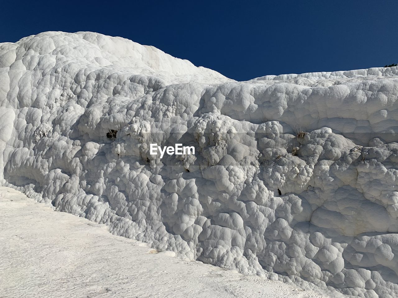 Aerial view of city at salt terraces at pamukkale in turkey 