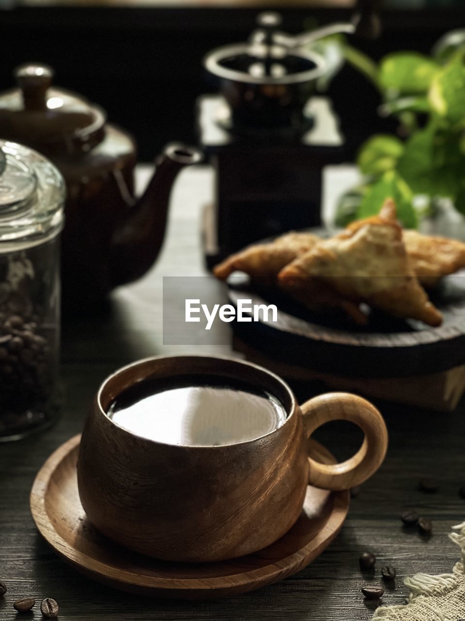 Close-up of coffee cup on table