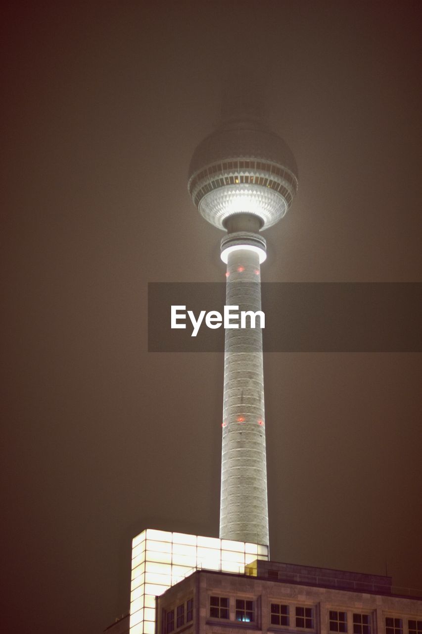 Low angle view of illuminated fernsehturm