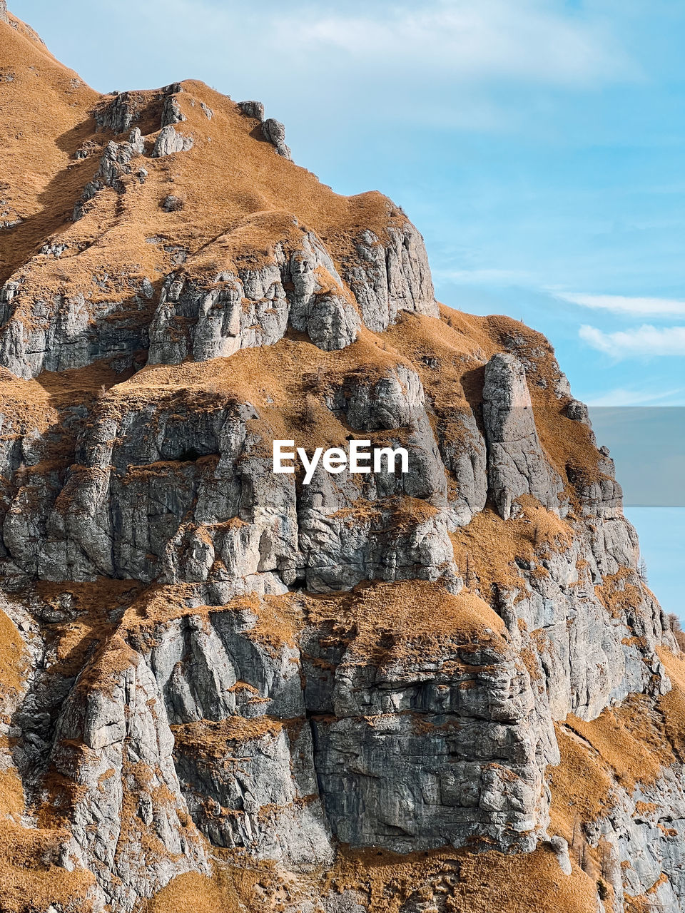 Rock formations on bucegi mountains against sky