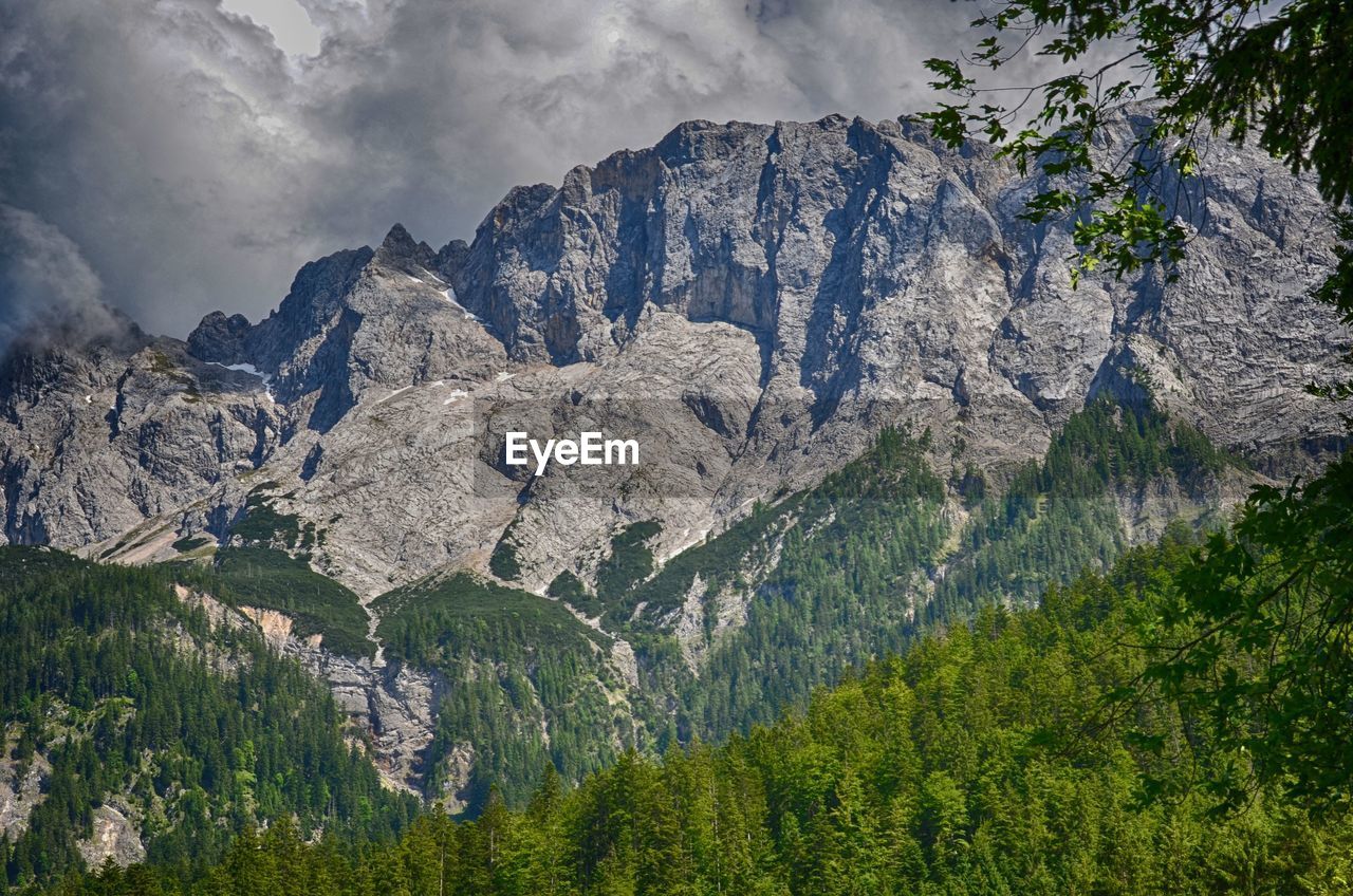 Scenic view of rocky mountains against sky