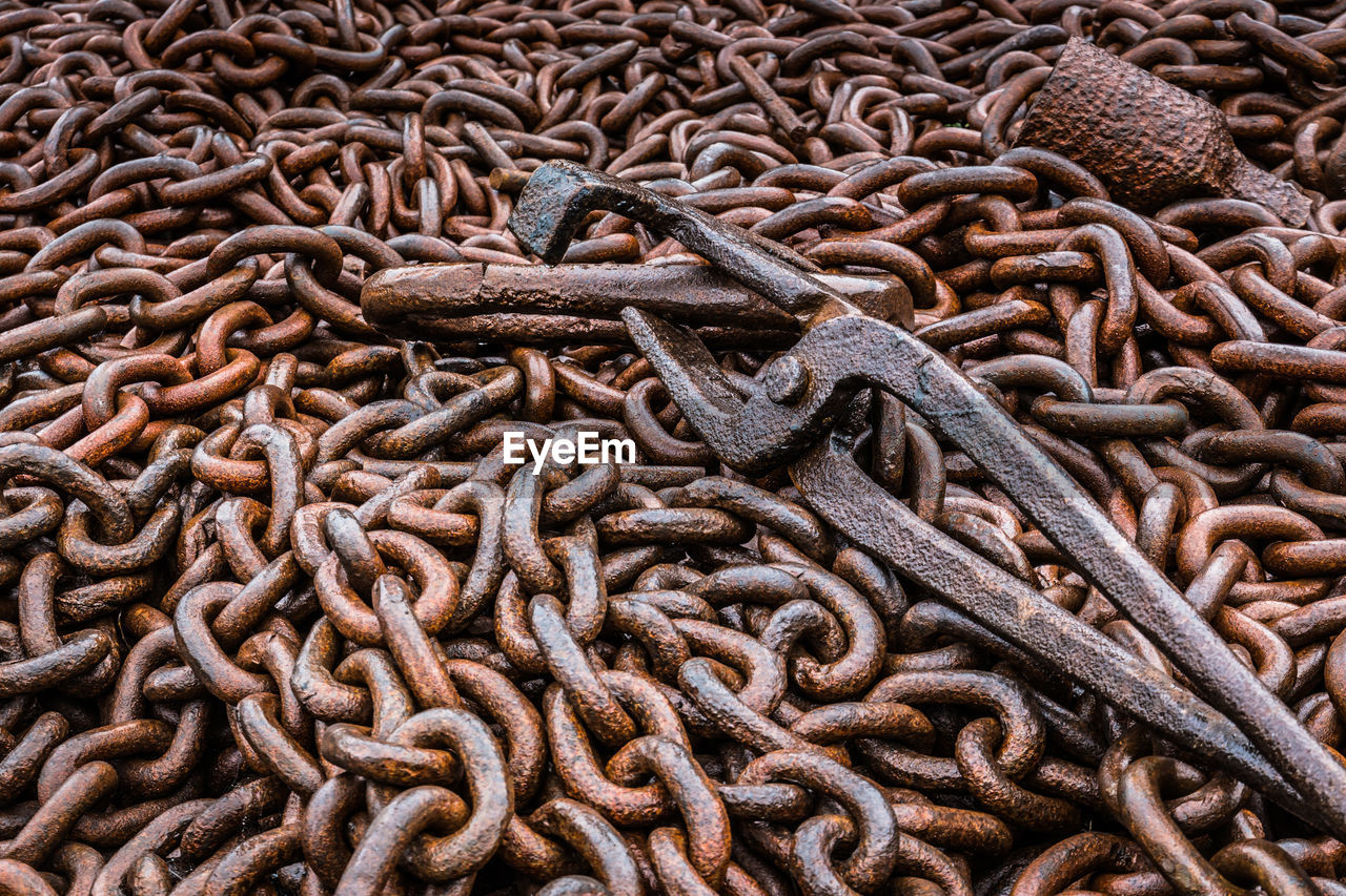 Full frame shot of rusty chain