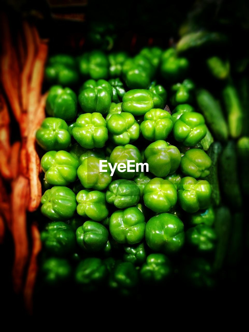 High angle view of capsicums