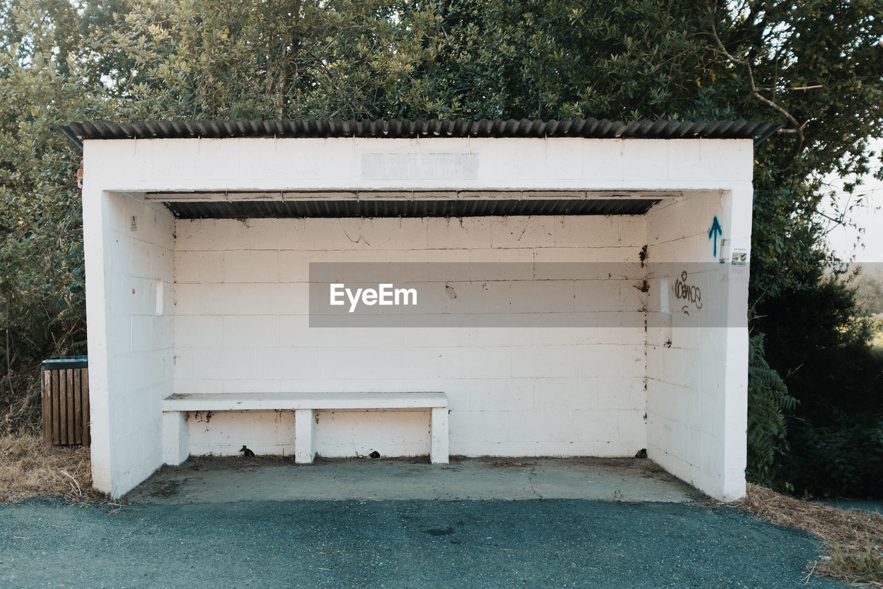 View of old bus stop in spain