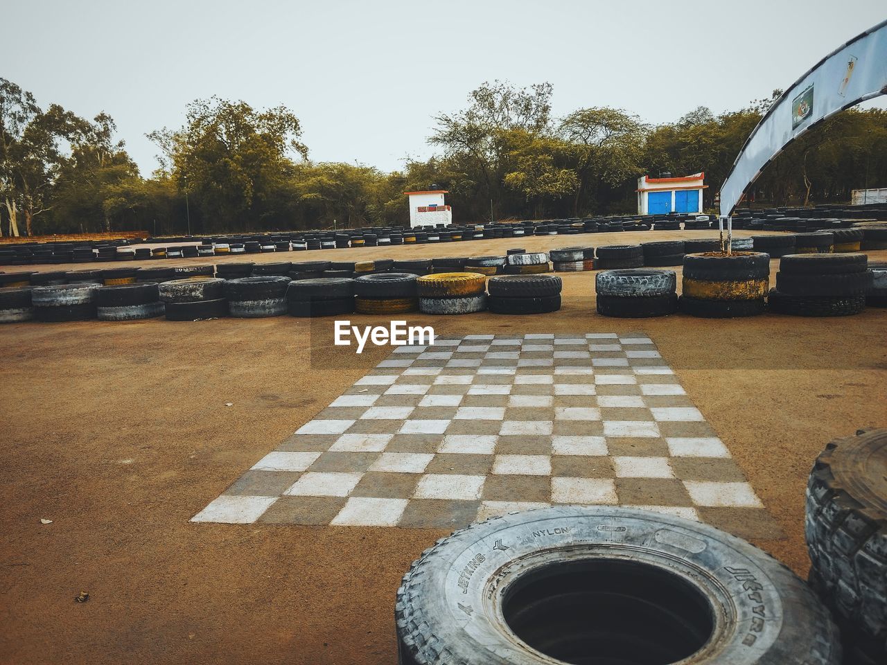 HIGH ANGLE VIEW OF TIRE TRACKS