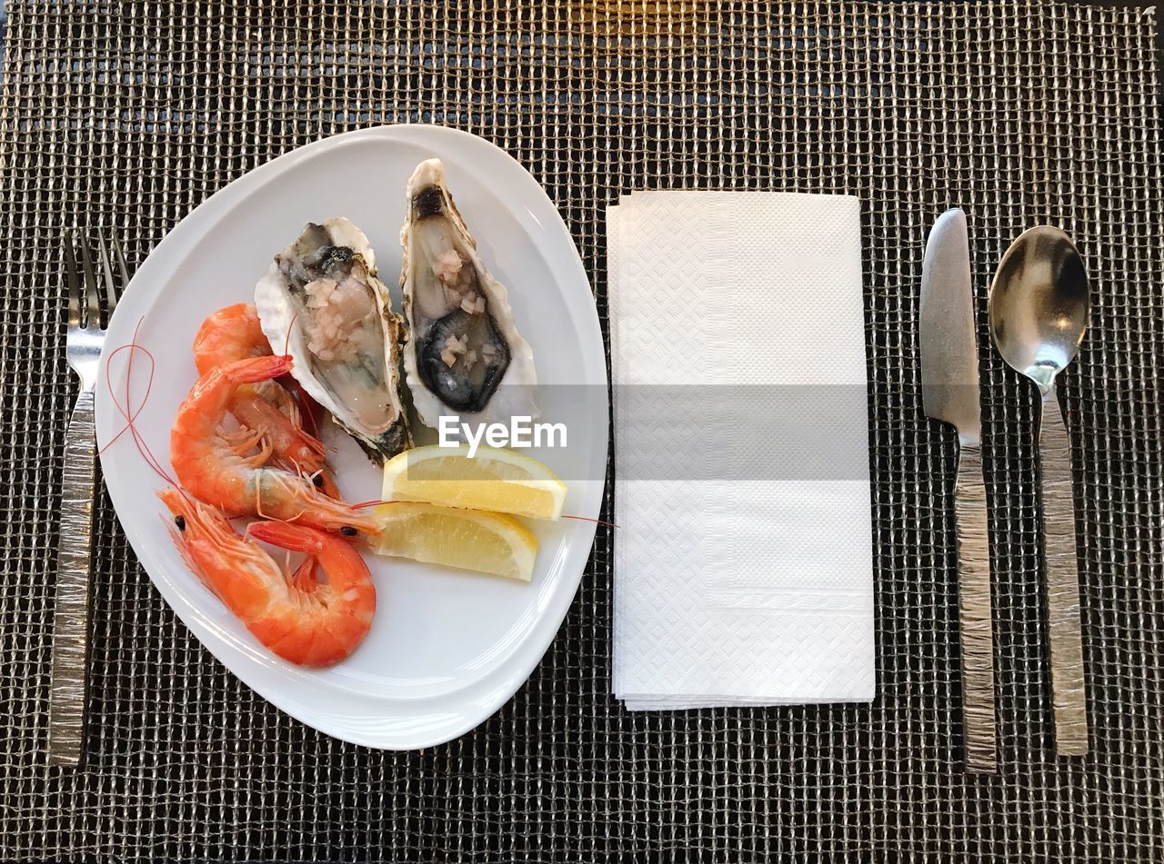 Close-up of meal served on table