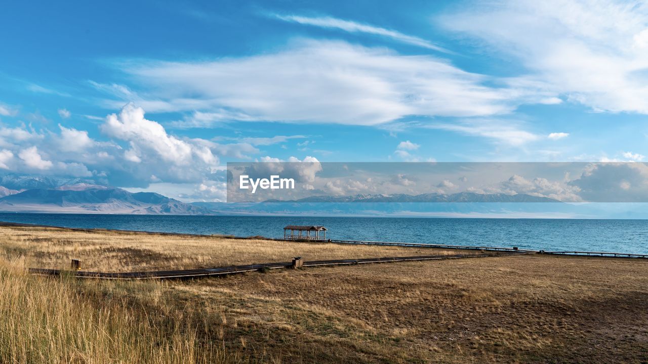sky, horizon, sea, water, land, cloud, beach, scenics - nature, nature, beauty in nature, shore, environment, ocean, coast, landscape, body of water, travel destinations, travel, tranquility, blue, sand, tranquil scene, wave, tourism, coastline, horizon over water, holiday, trip, vacation, no people, outdoors, sunlight, day, summer, grass, seascape, non-urban scene, plant, morning, cloudscape, idyllic, animal, water's edge