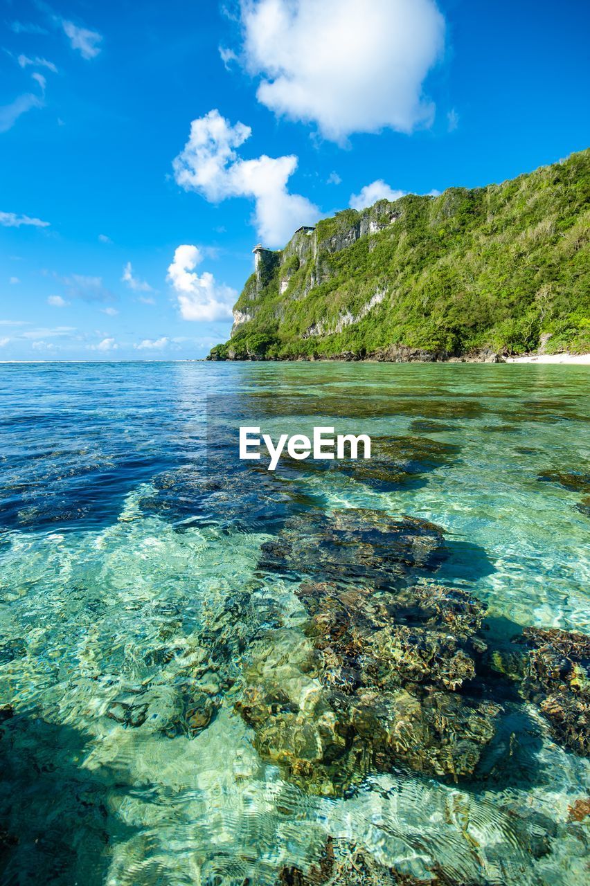 SCENIC VIEW OF SEA AGAINST ROCKS