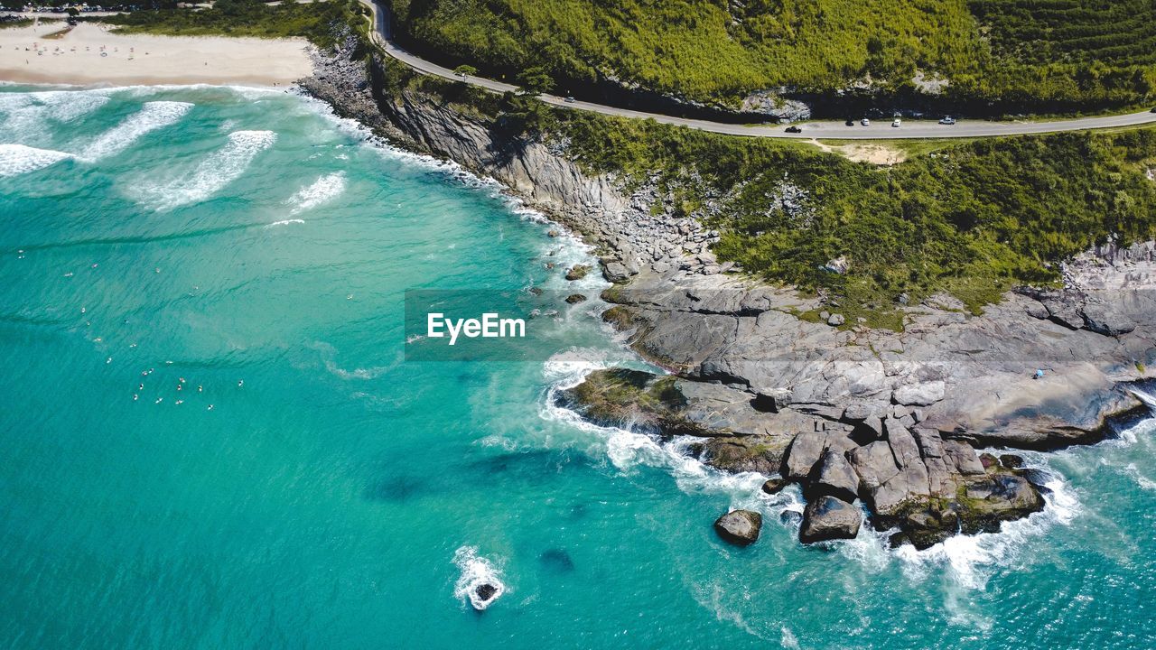High angle view of sea