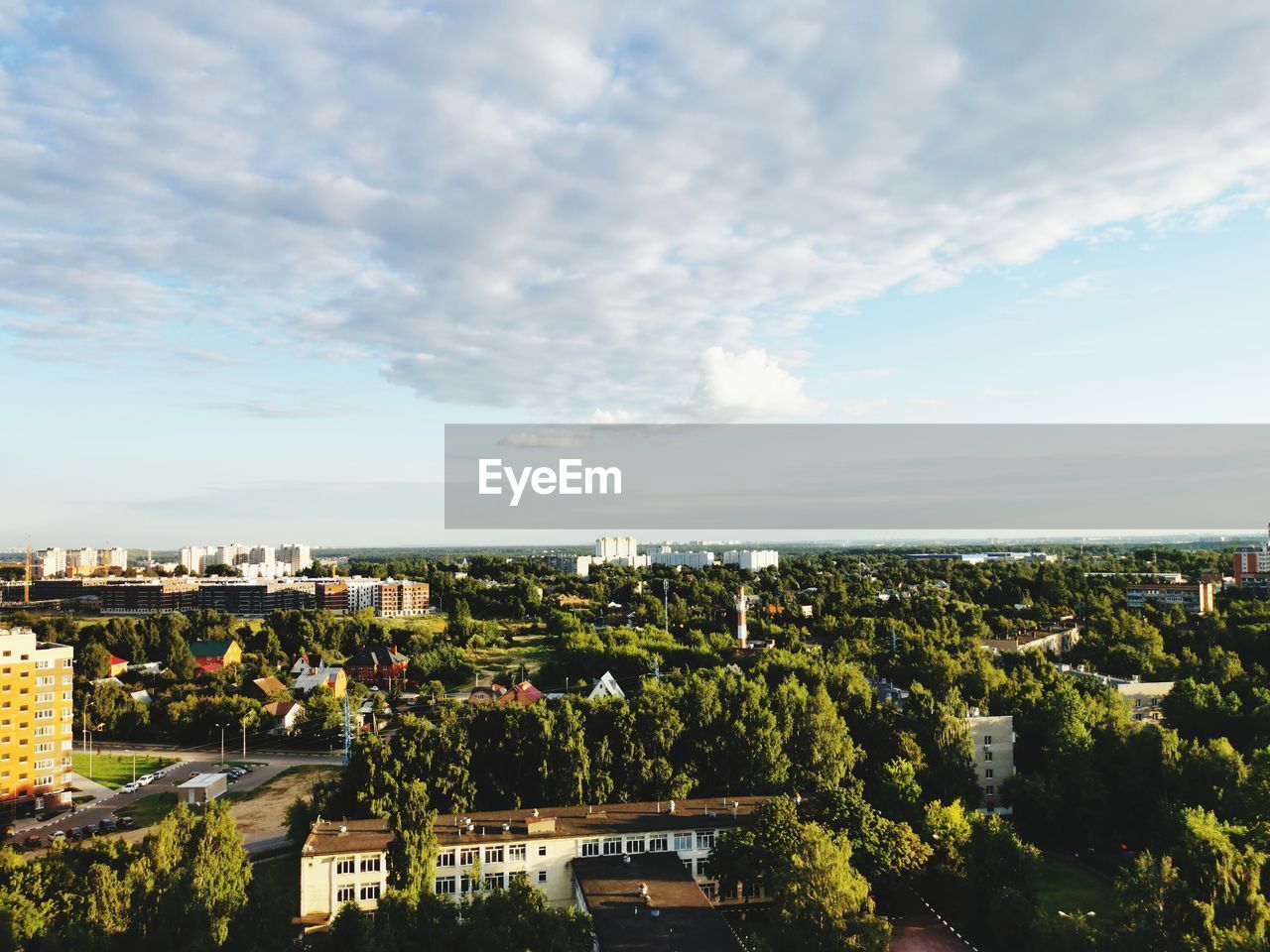 High angle view of townscape against sky