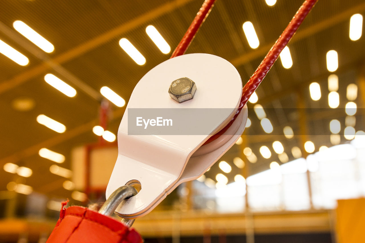 Close-up of rope on pulley