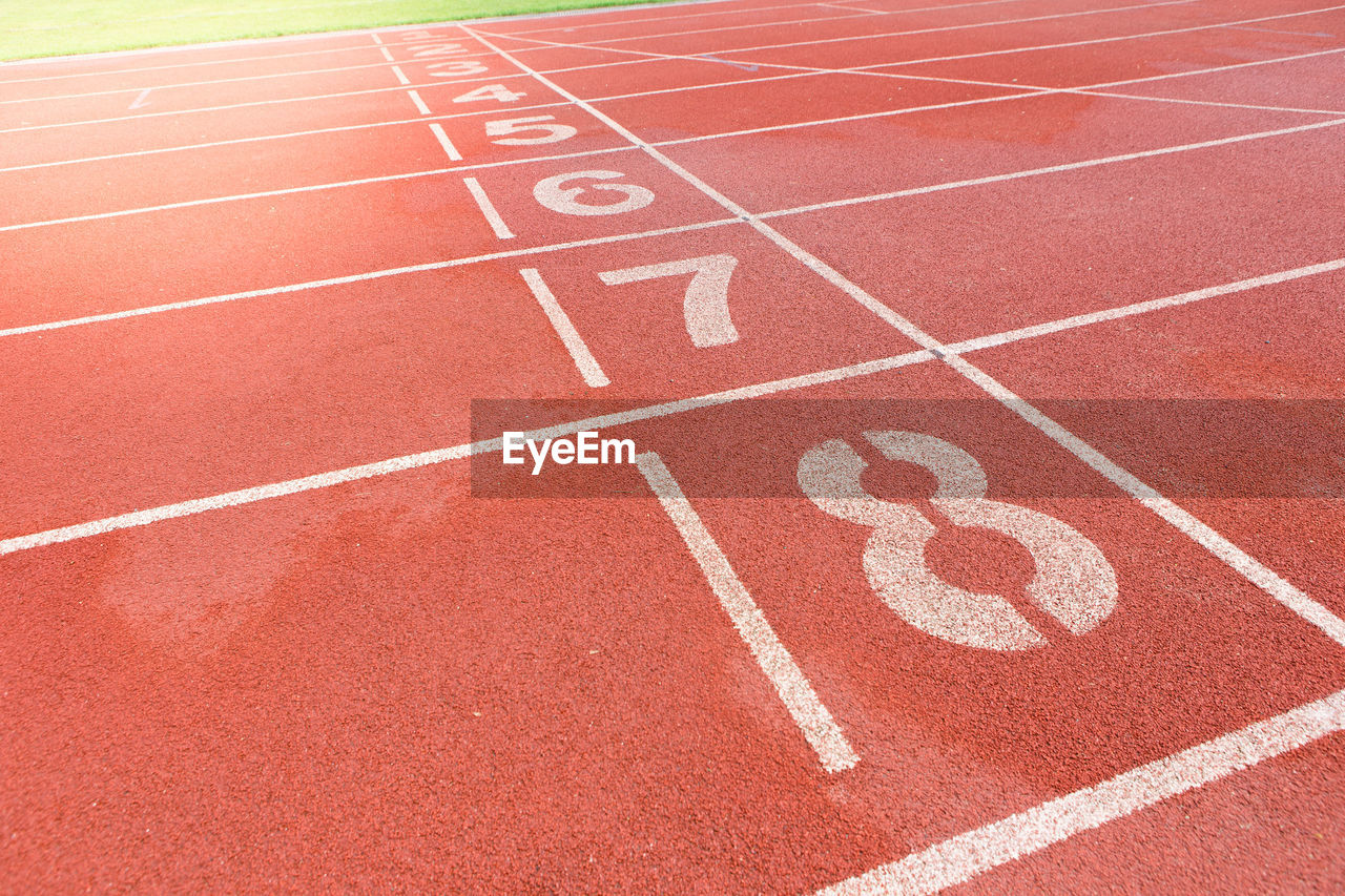 High angle view of running track