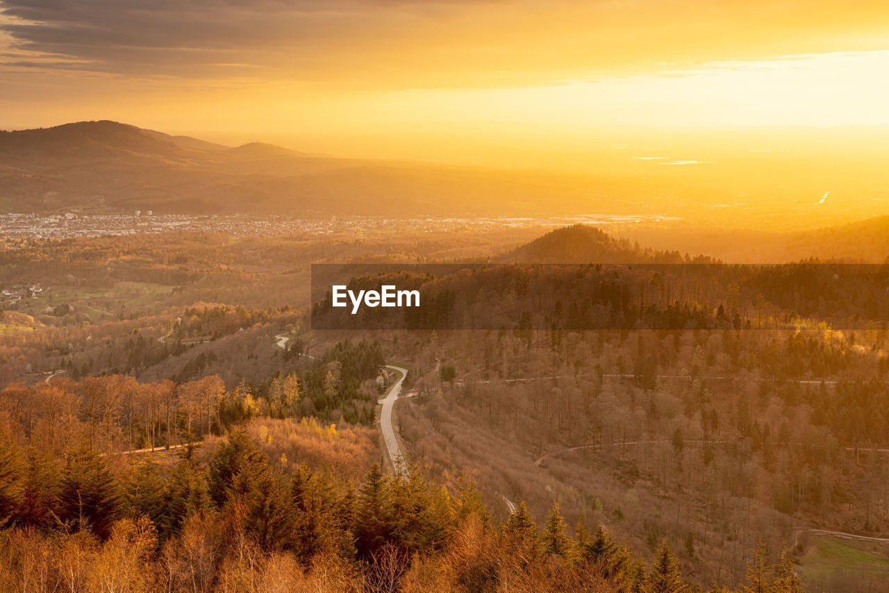 The murgtal in the northern black forest shines in the warm sunlight during the golden hour