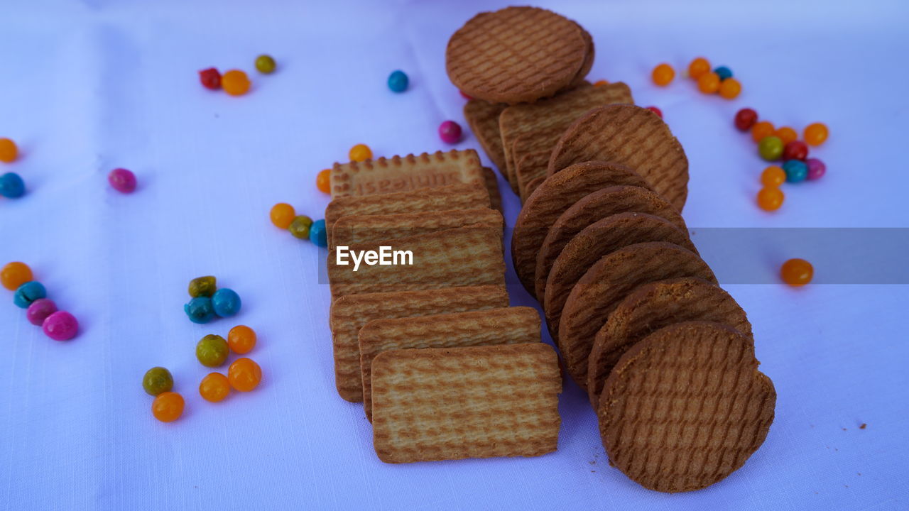 Biscuits or cracker isolated on over white background. delicious biscuits on a white background. 