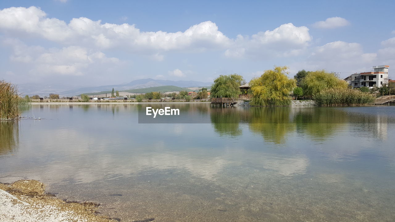 Scenic view of lake against sky