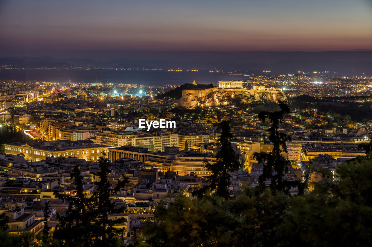 Athens panorama at night - acropolis and syntagma