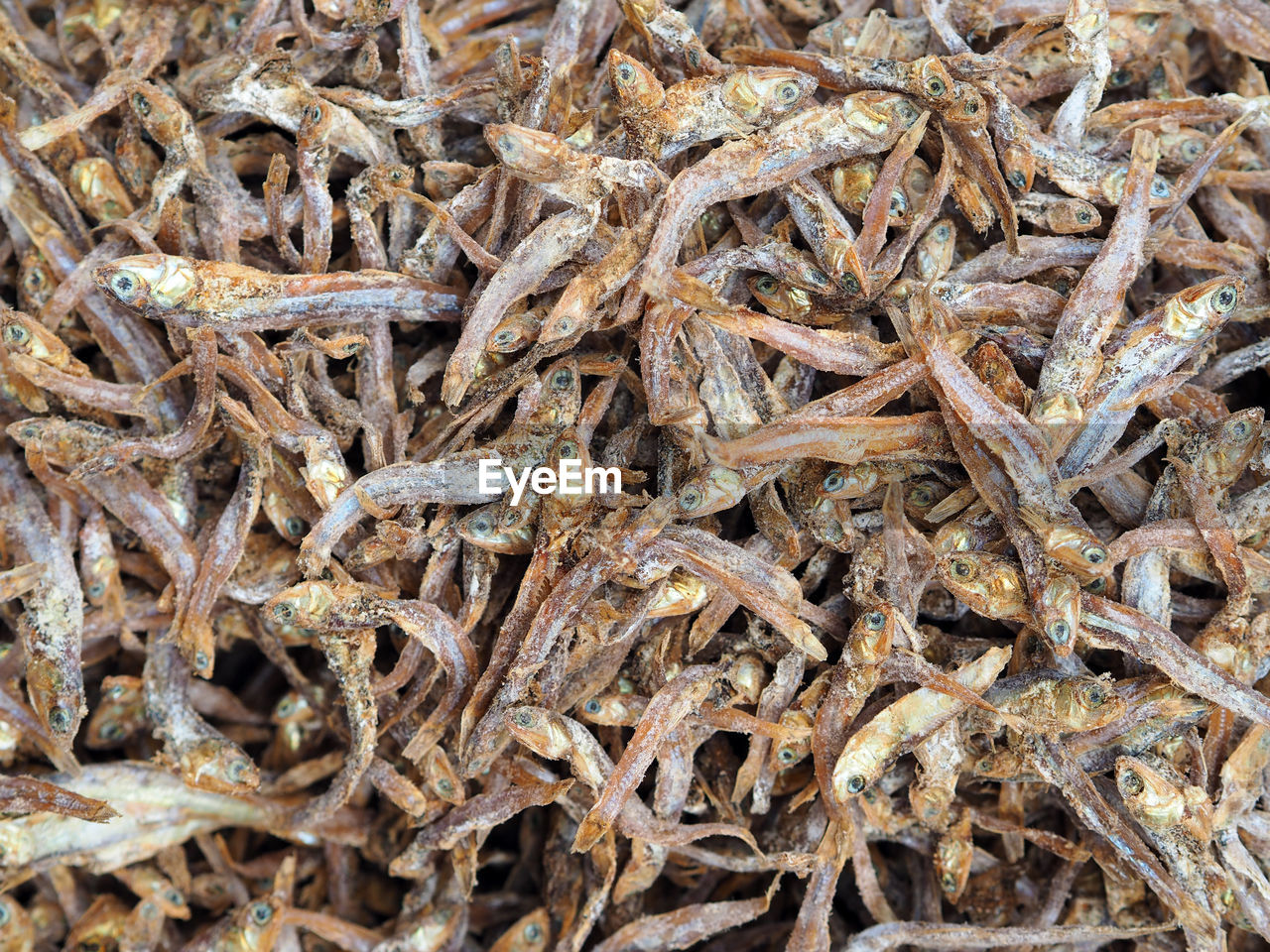 Full frame shot of dried fish in market