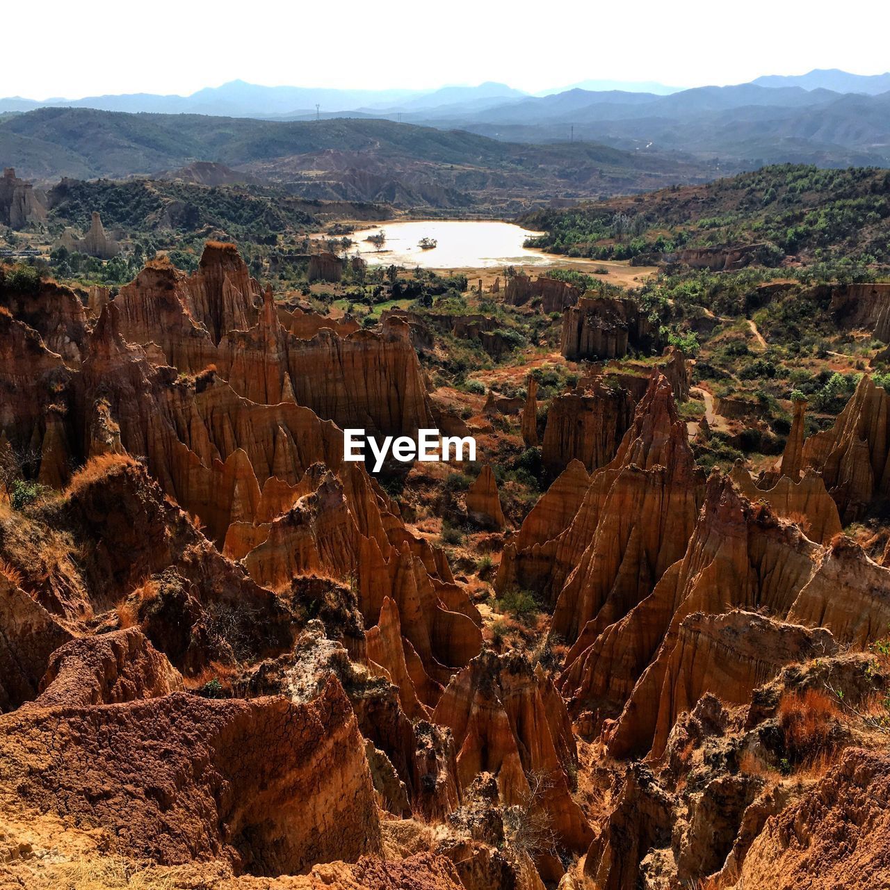 High angle view of mountain range