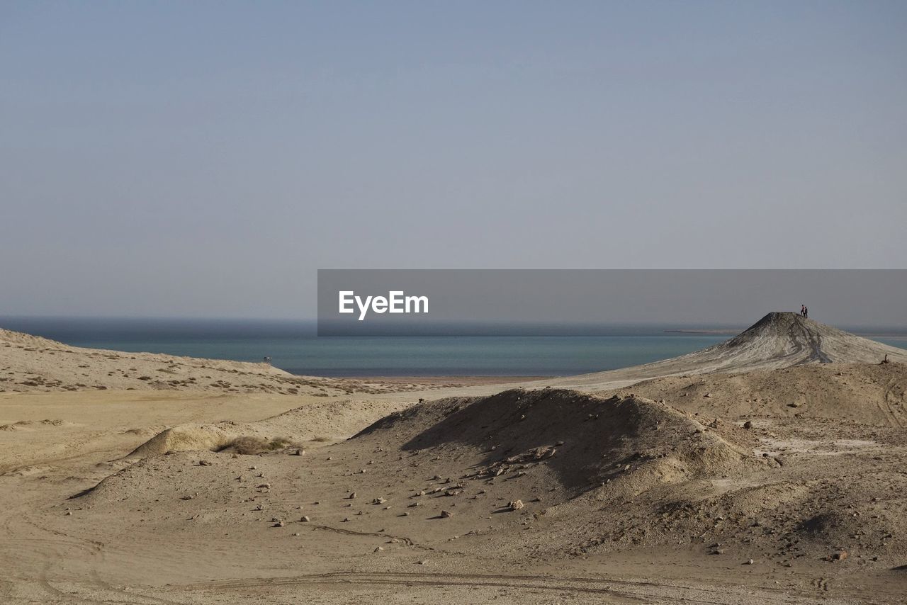 Scenic view of beach against clear sky