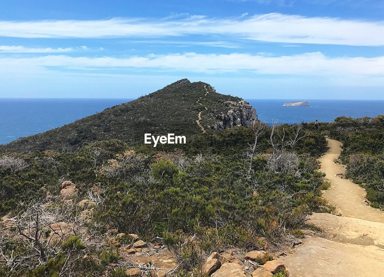 SCENIC VIEW OF SEA AND CLIFF AGAINST SKY