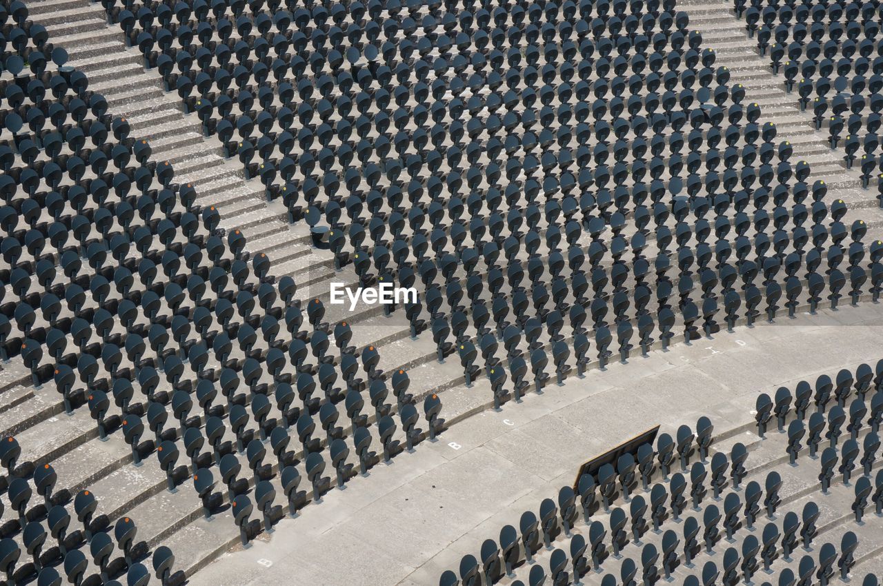 High angle view of empty seats 