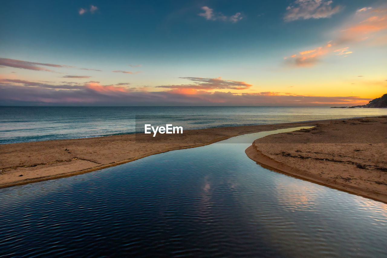 Nice sunset picture from spanish beach in costa brava