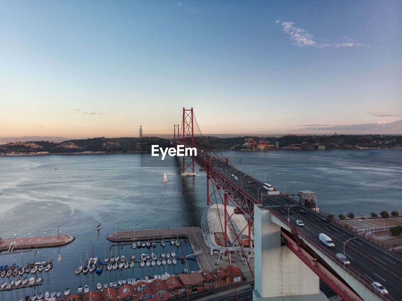 High angle view of bridge over river