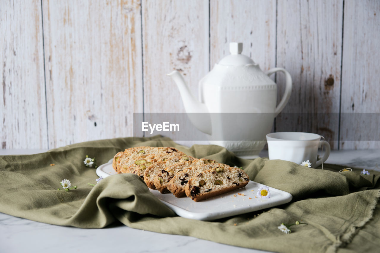 CLOSE-UP OF BREAKFAST ON TABLE IN PLATE