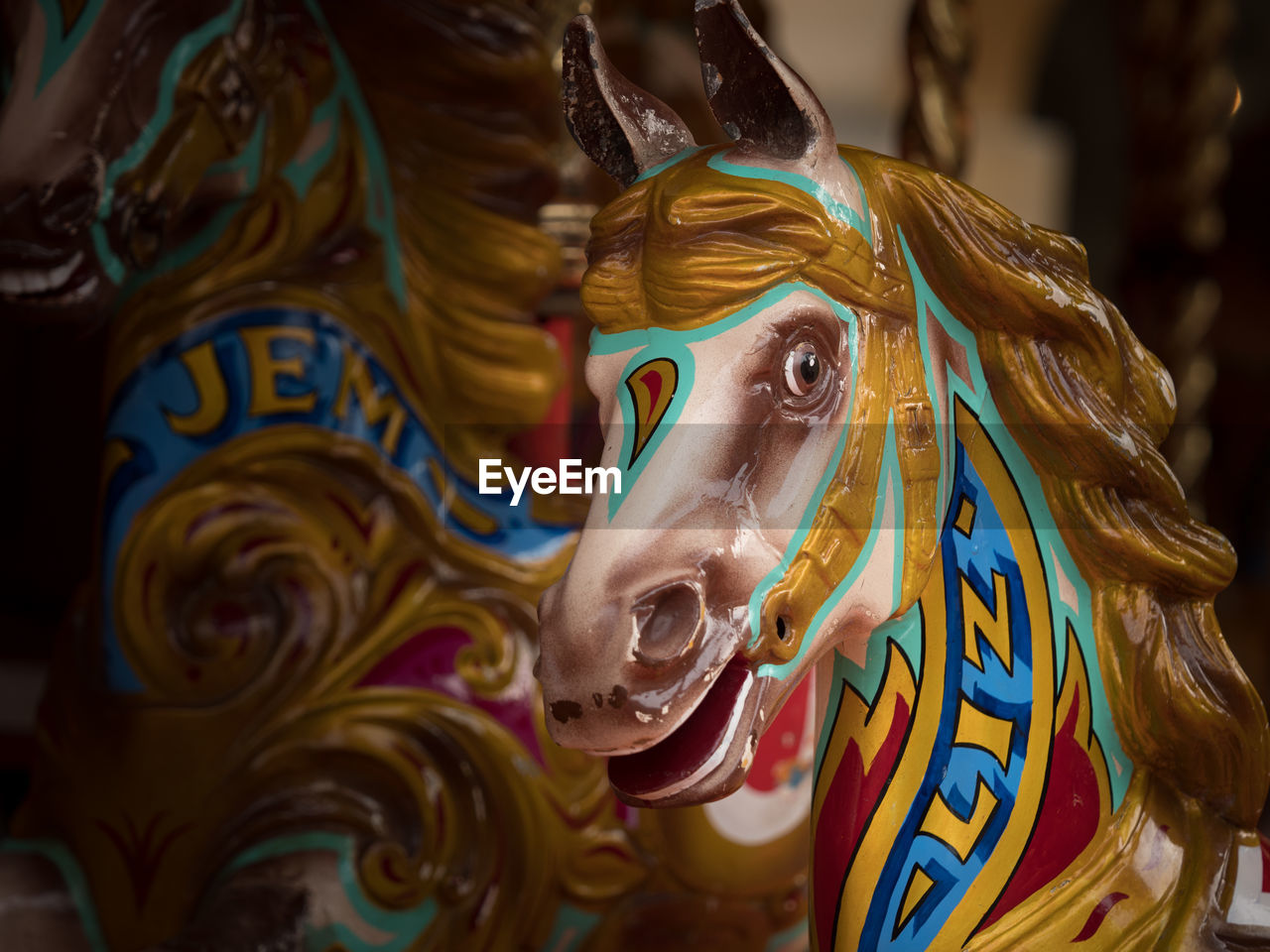 Close-up of carousel in amusement park