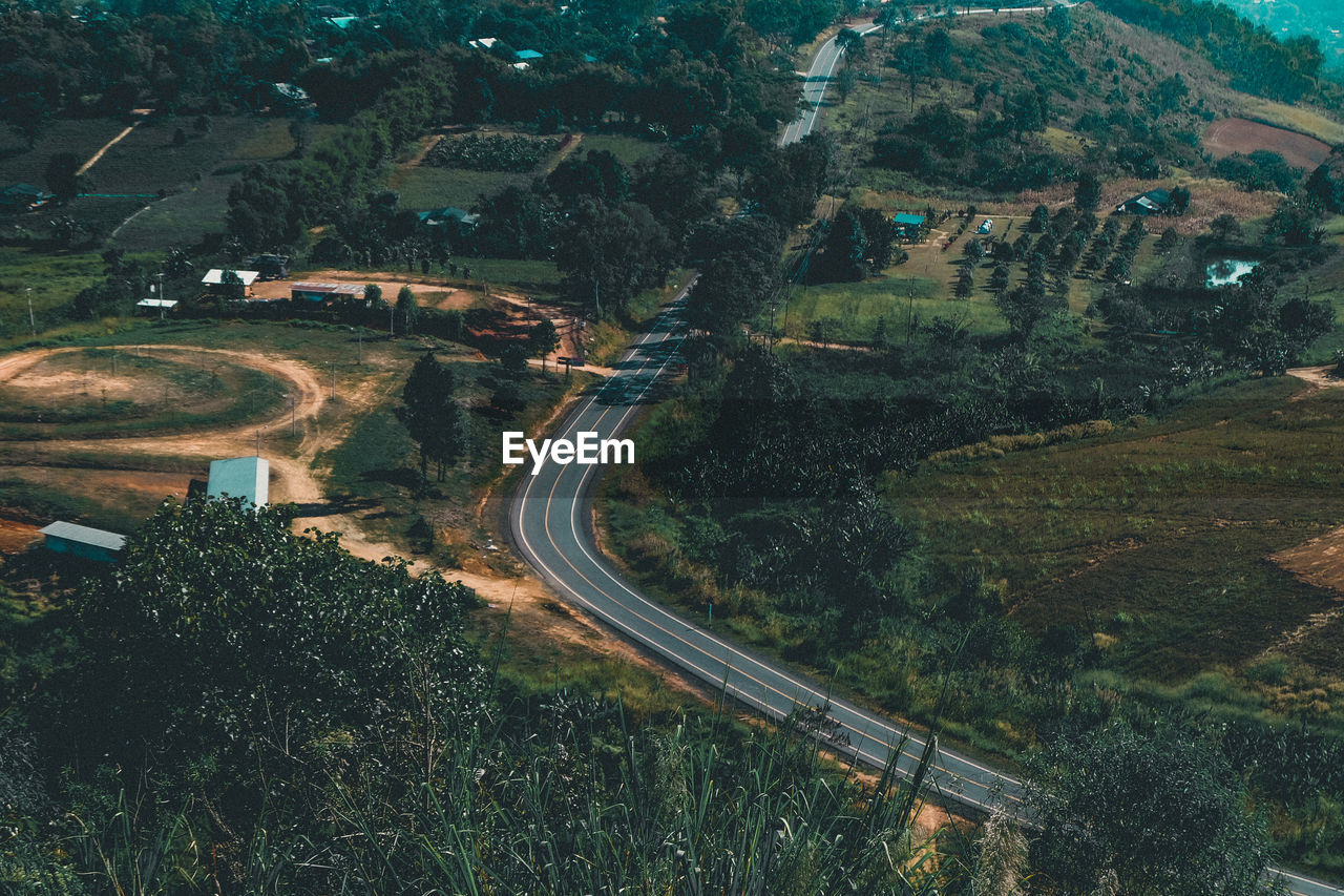 High angle view of road in city