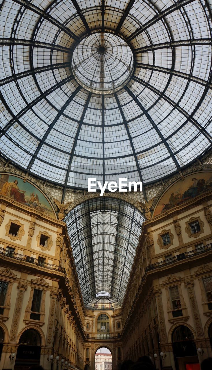 Low angle view of skylight in galleria vittorio emanuele ii