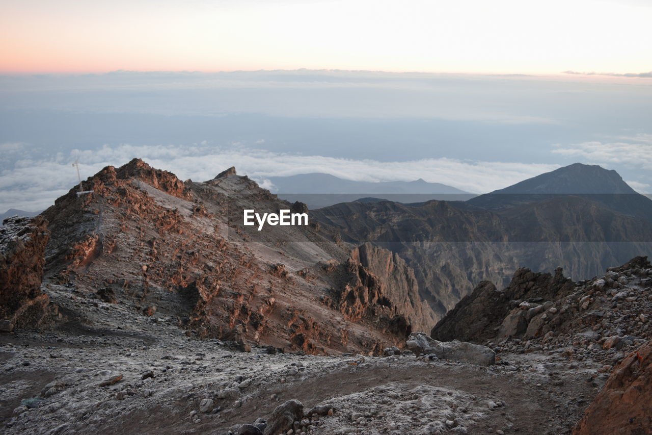 Scenic view of rocky mountains against sky