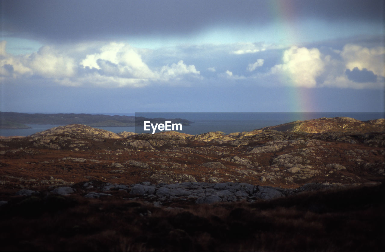 Scenic view of sea against cloudy sky