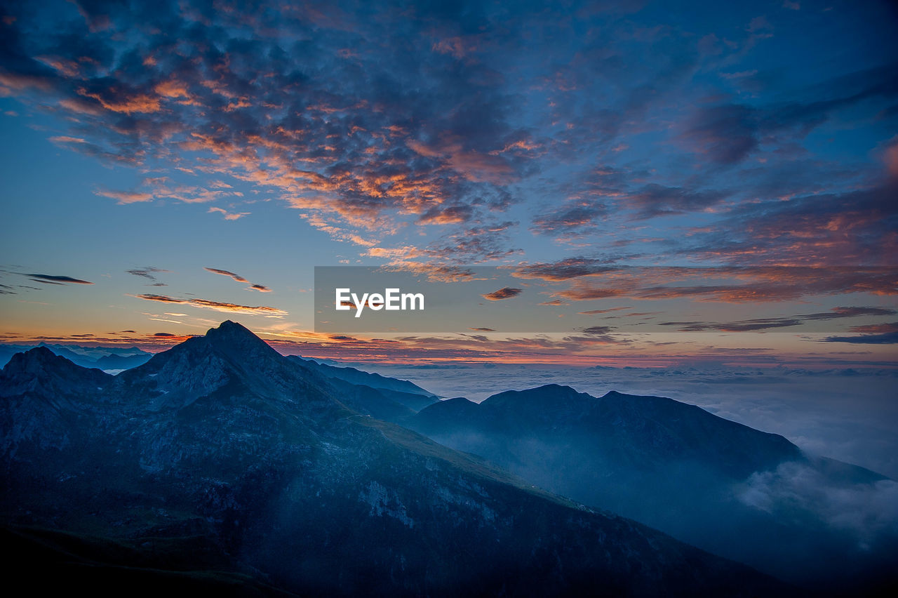 Dawn in the mountains with fog