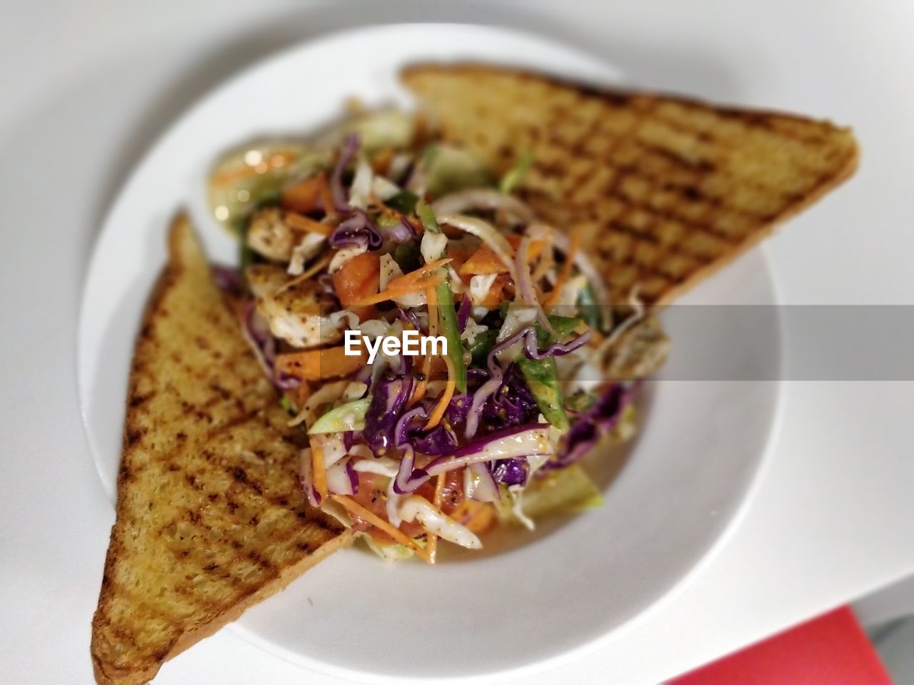 High angle view of meal served in plate