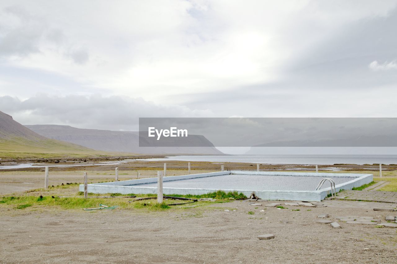 Hot spring pool in reykjarfjörður,  west fjord of iceland