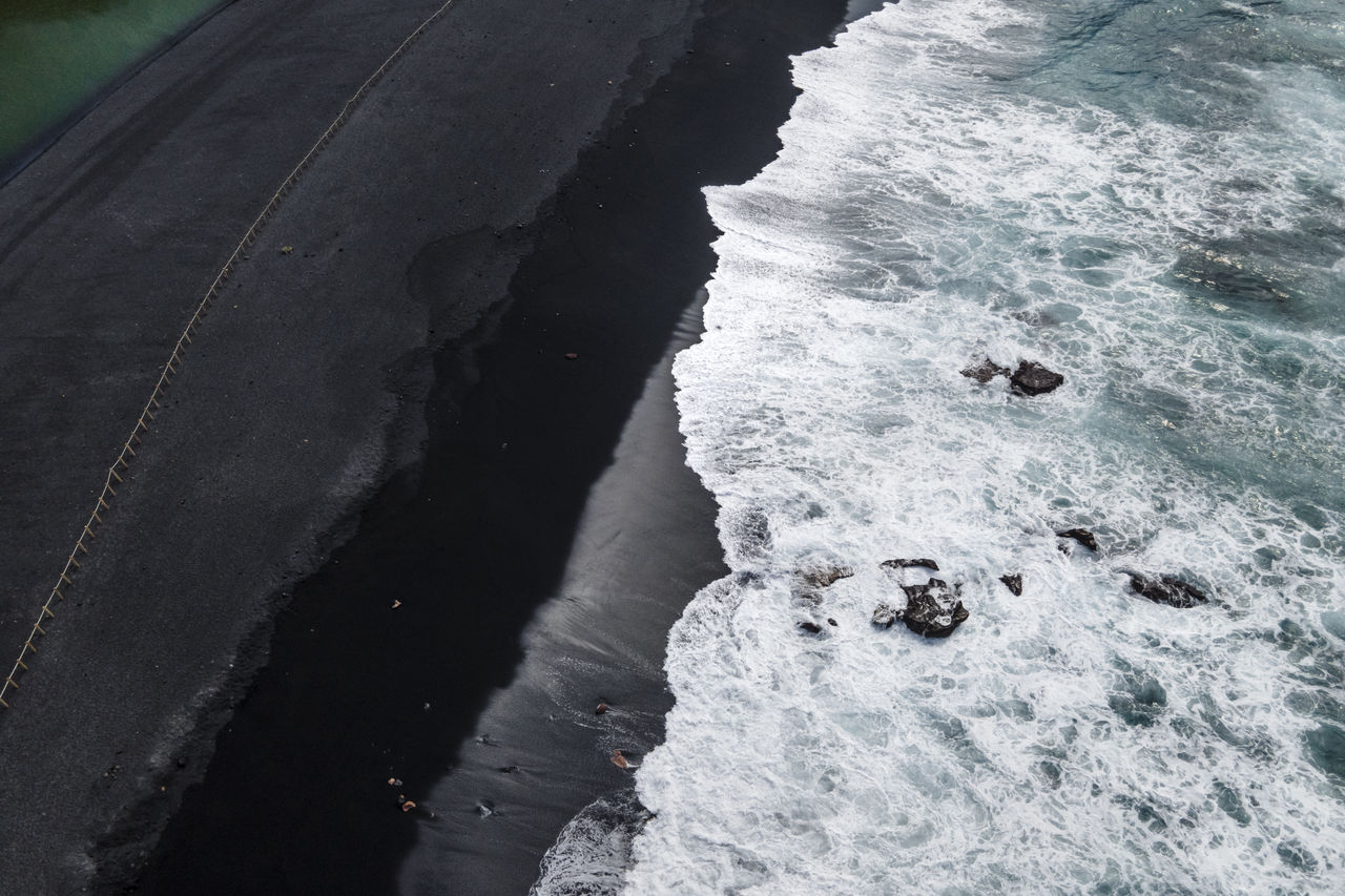 high angle view of sea waves