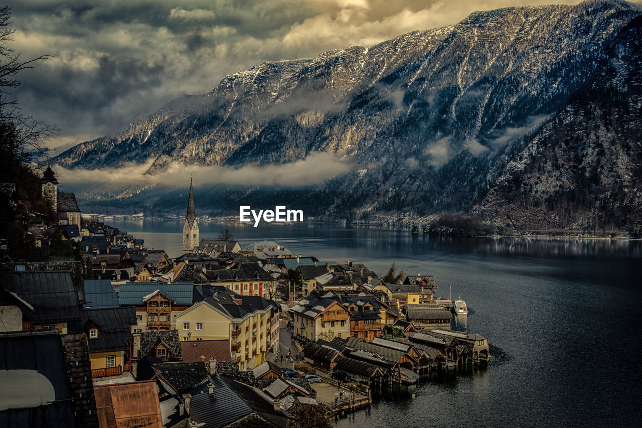 Scenic view of mountain village