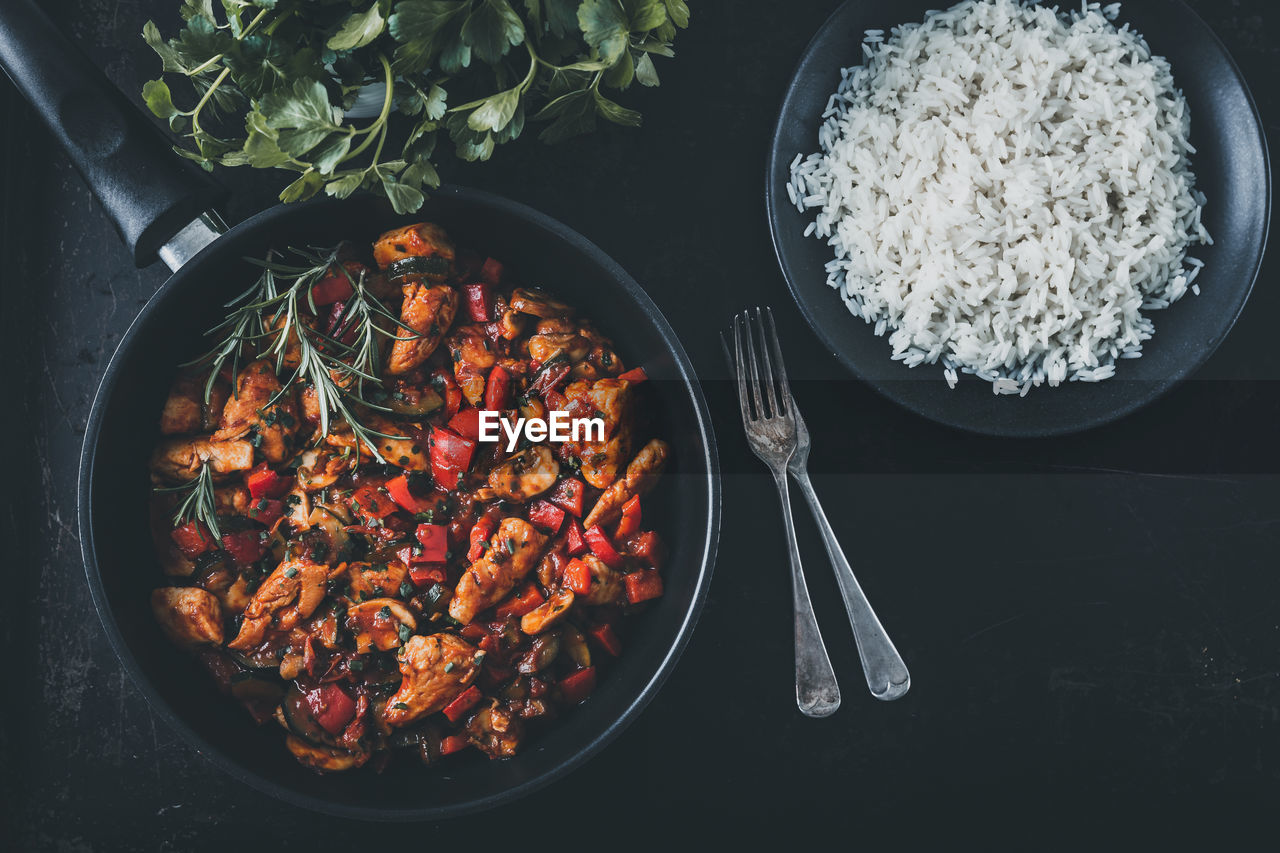 HIGH ANGLE VIEW OF BREAKFAST IN BOWL