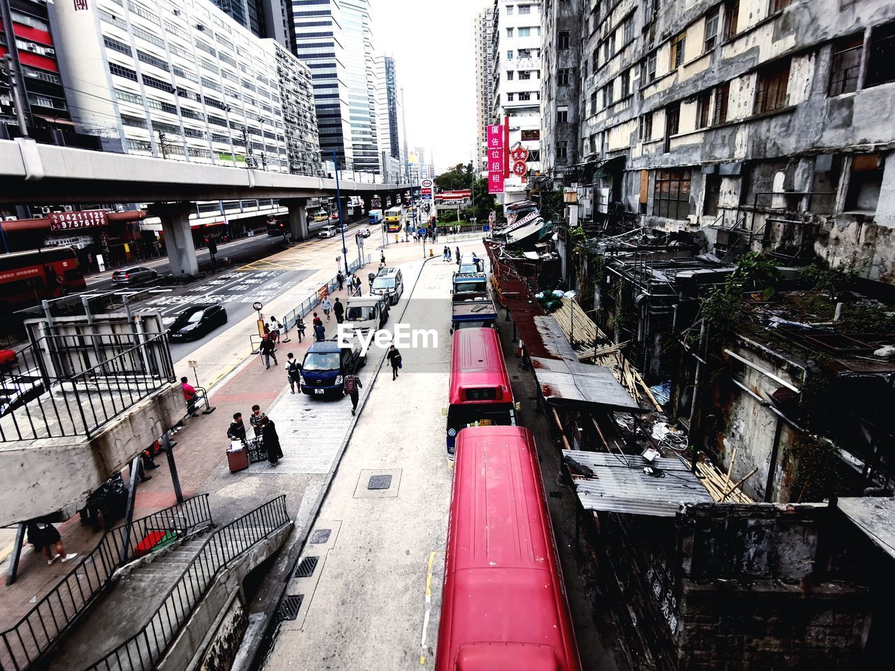 High angle view of traffic on city street