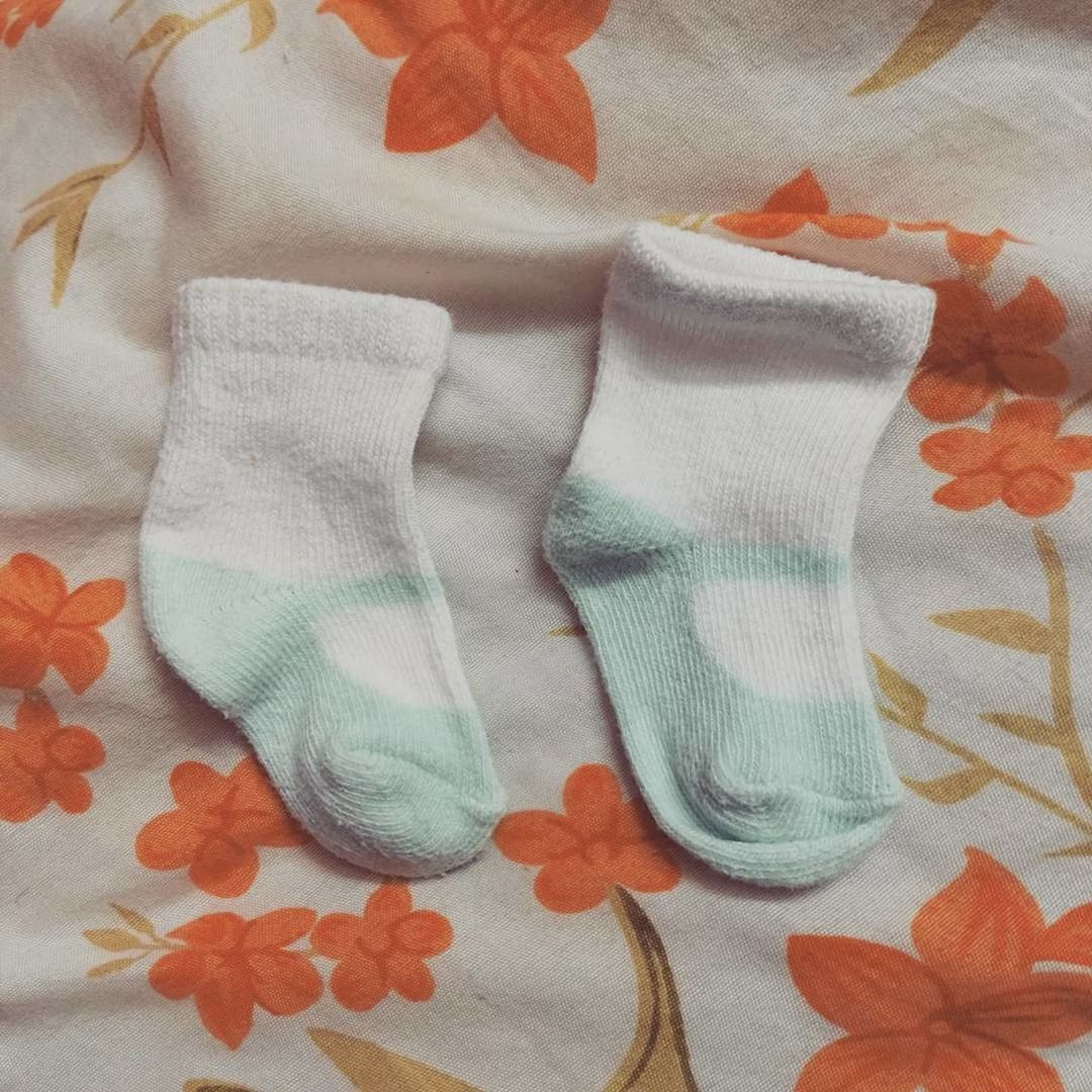 High angle view of socks on sheet