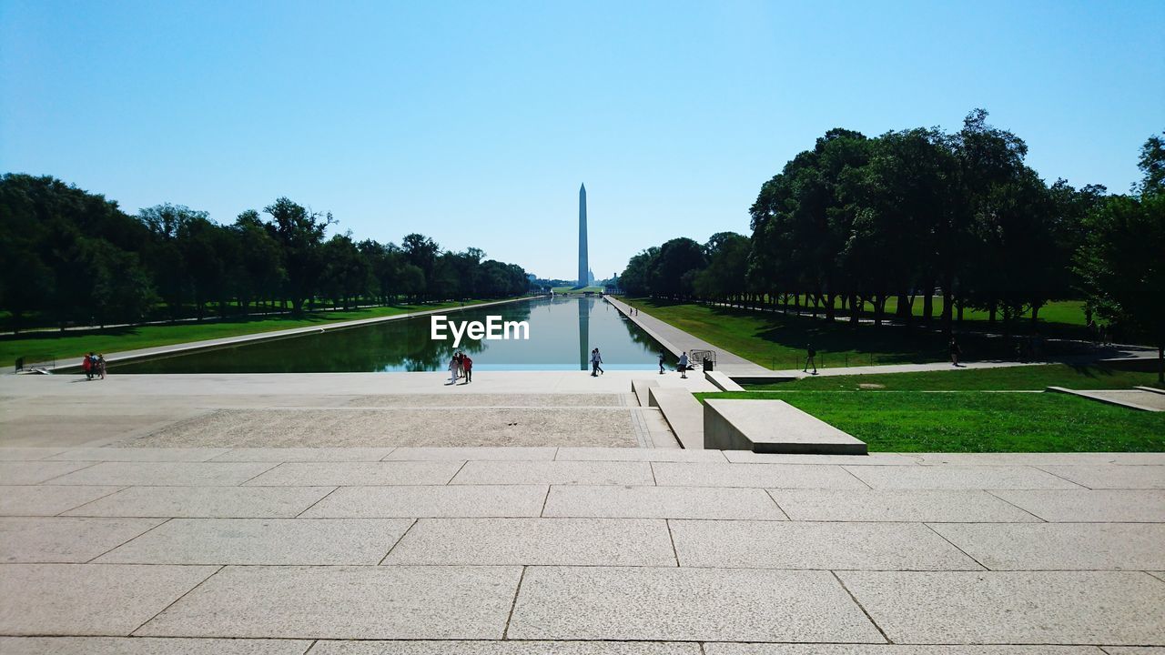 PEOPLE IN PARK AGAINST CLEAR SKY