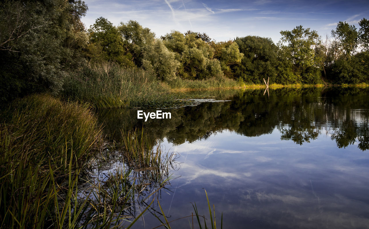 Scenic view of lake against sky