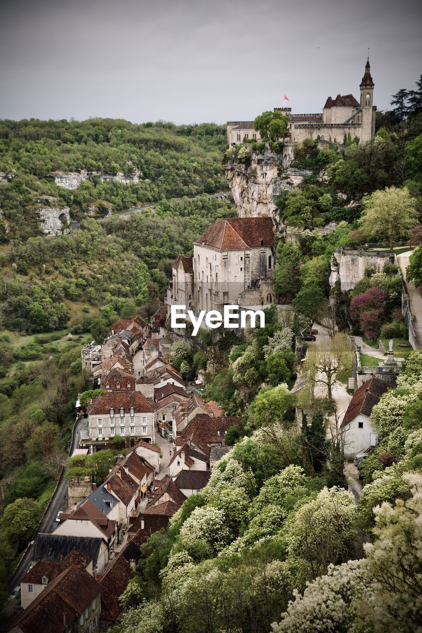 High angle view of buildings in rocamadour
