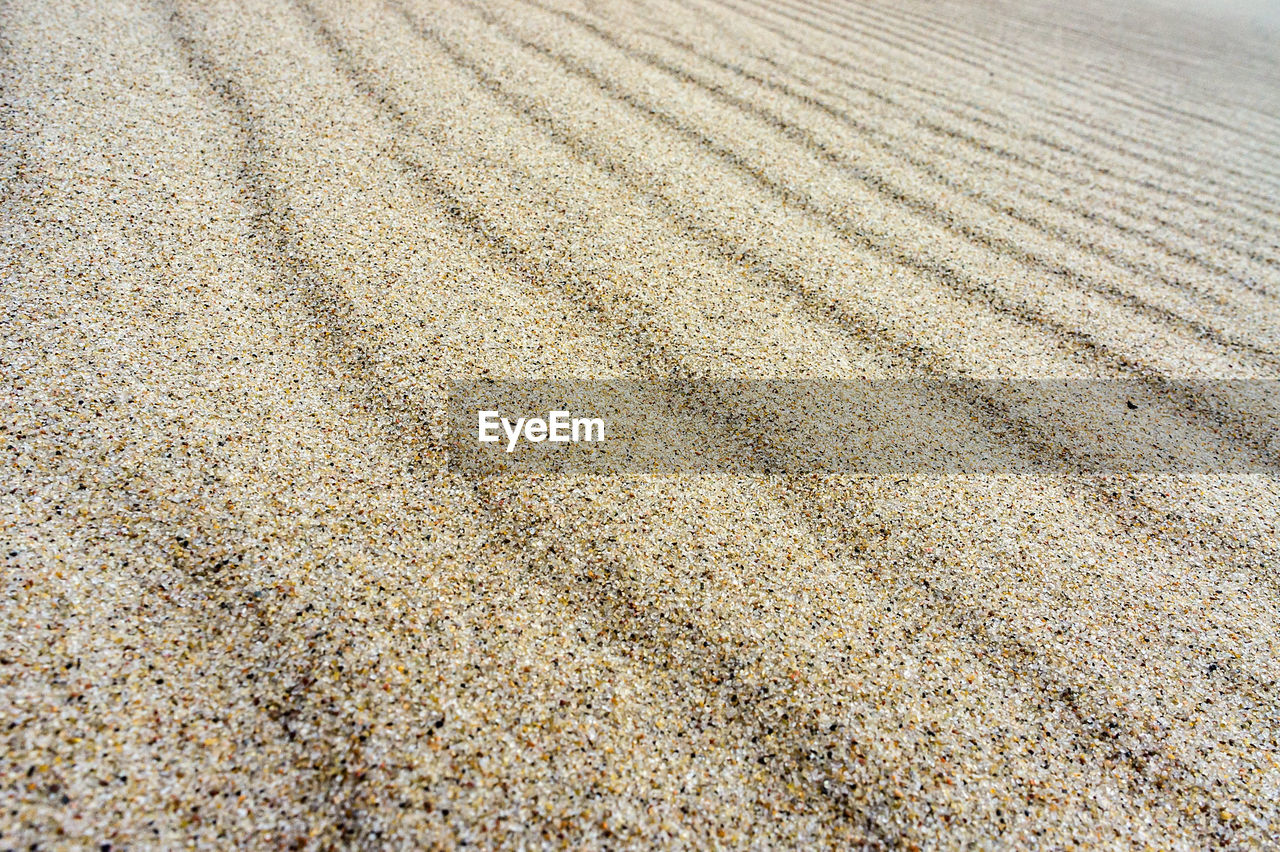 HIGH ANGLE VIEW OF SAND ON BEACH