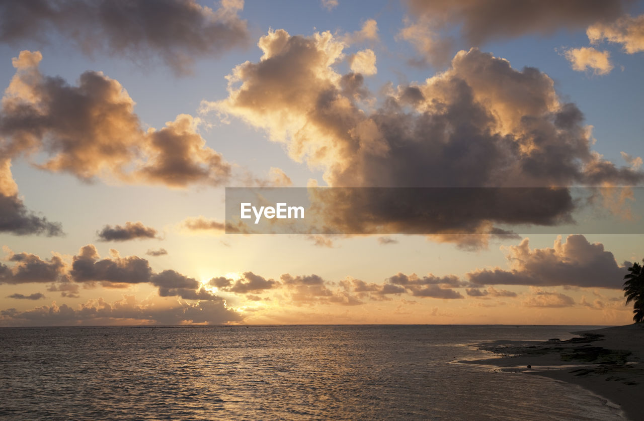 SCENIC VIEW OF SEA AT SUNSET