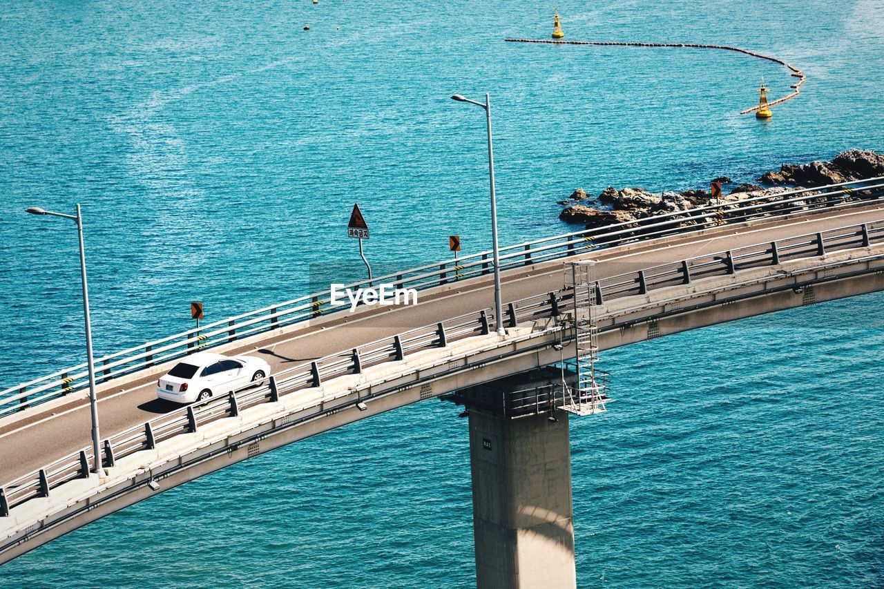 High angle view of highway bridge over sea